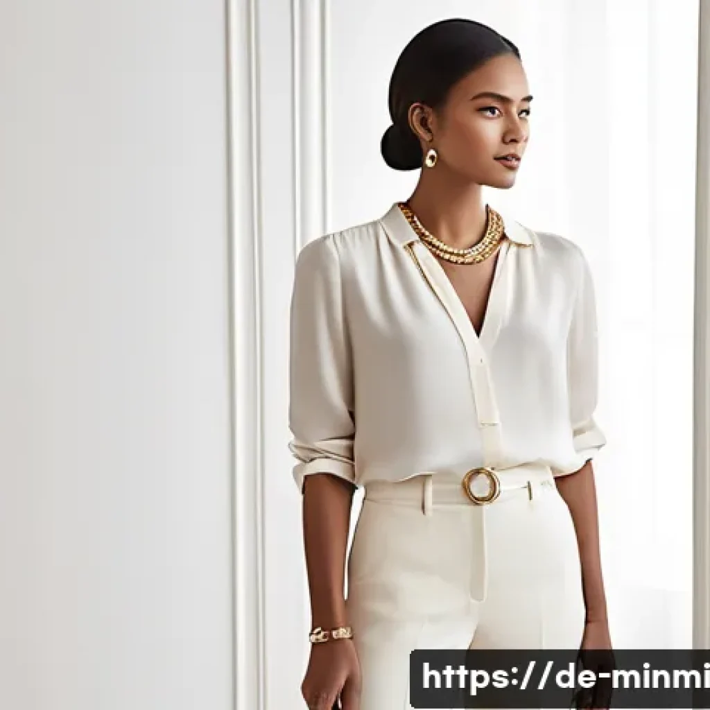 고급스러움을 더하는 미니멀 액세서리 - **Prompt: Quiet Elegance and Minimalist Style**
    "A sophisticated, stylish woman in her late 20s ...