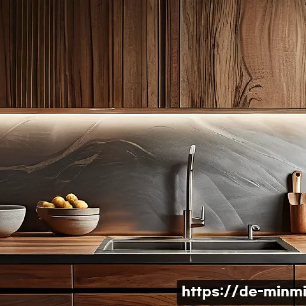 미니멀 럭셔리 주방용품 리스트 - A sleek modern kitchen scene featuring high-end stainless steel and ceramic kitchen utensils arrange...