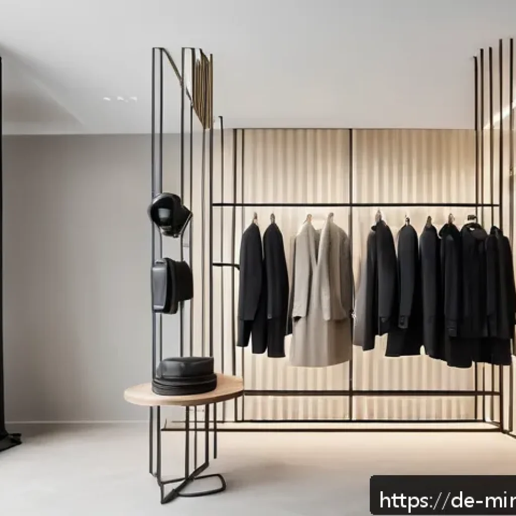 미니멀 럭셔리 제품을 활용한 브랜딩 - A minimalist luxury boutique interior in Berlin, featuring clean lines and monochrome color palette ...