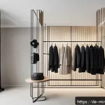 미니멀 럭셔리 제품을 활용한 브랜딩 - A minimalist luxury boutique interior in Berlin, featuring clean lines and monochrome color palette ...