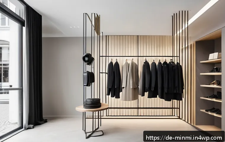 미니멀 럭셔리 제품을 활용한 브랜딩 - A minimalist luxury boutique interior in Berlin, featuring clean lines and monochrome color palette ...