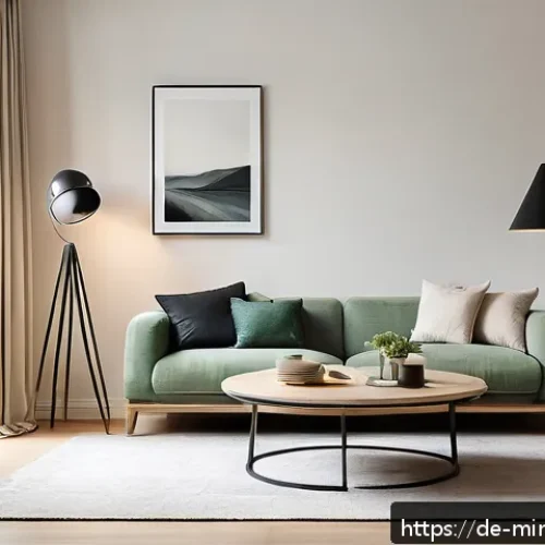미니멀 럭셔리 홈 인테리어 아이디어 - A minimalist living room interior featuring a soft, neutral color palette of beige, gray, and cream ...