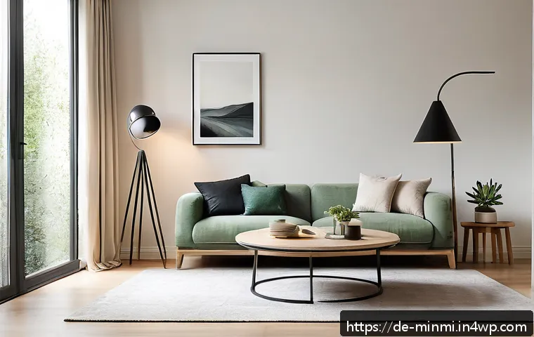 미니멀 럭셔리 홈 인테리어 아이디어 - A minimalist living room interior featuring a soft, neutral color palette of beige, gray, and cream ...